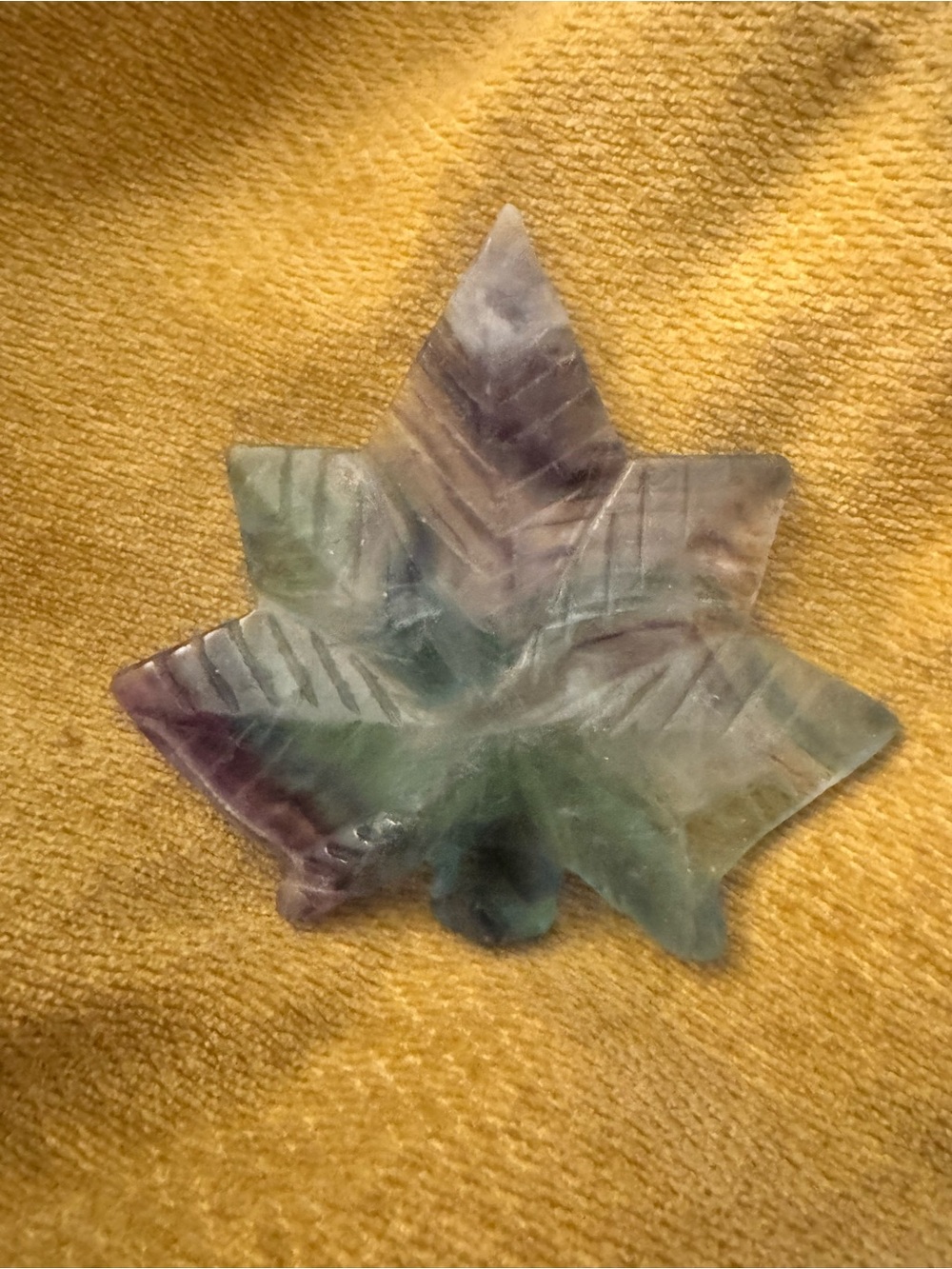 Hand-Carved Multicolor Fluorite Leaf 😳 Sculpture - Decorative Home Art